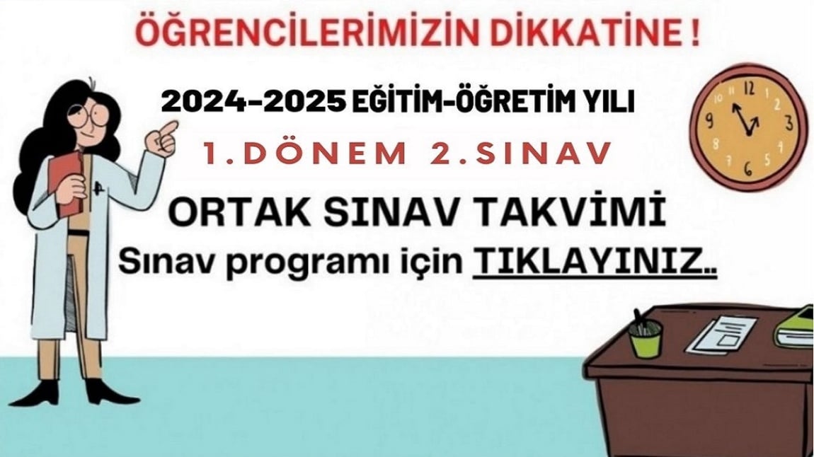 1.Dönem 2. Ortak Sınav Takvimi